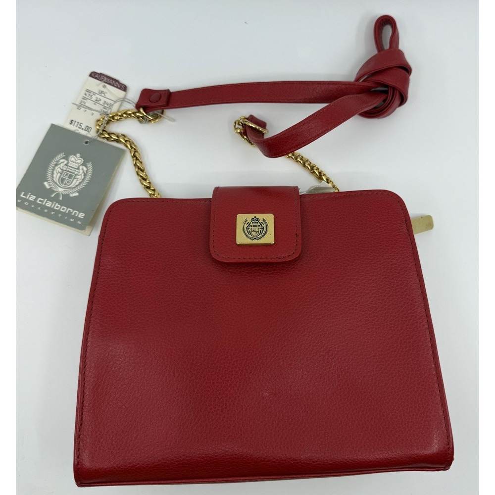 Liz‎ Claiborne Red Leather Purse Gold Hardware NWT